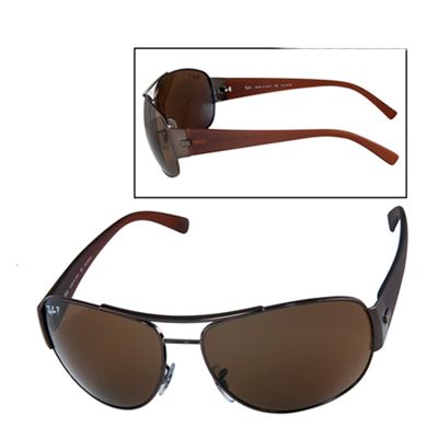 Ray-Ban RB3358 Brown Metal Frame & Brown Polarized Lenses Oversize Sunglasses