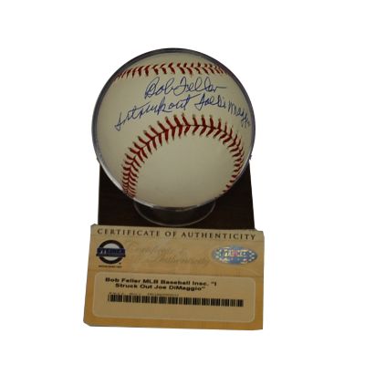 Bob Feller "I Struck Out Joe DiMaggio" Signed Baseball