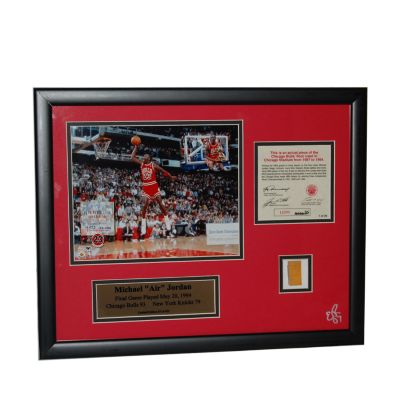 U101729 - Michael Jordan Framed Game Used Floor Piece & Photograph