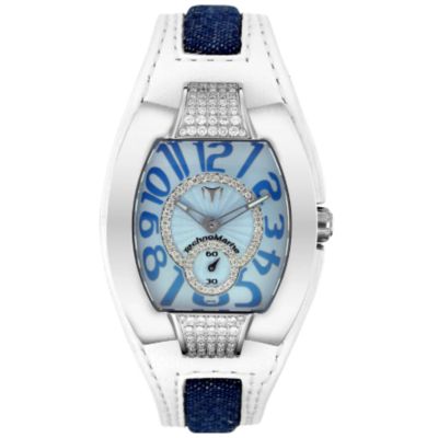 U102015 - TechnoMarine Women's Butterfly Semi-Pave 1.03ct Diamond Leather Watch