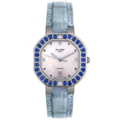 Clerc Women's Stainless Steel Diamond & Sapphire Automatic Watch