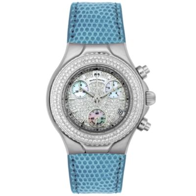 TechnoMarine Women's TechnoLady Pave Diamond Chronograph Lizard Strap Watch