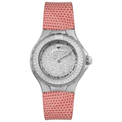 TechnoMarine Women's TechnoLady Pave Diamond Dial Lizard Strap Watch