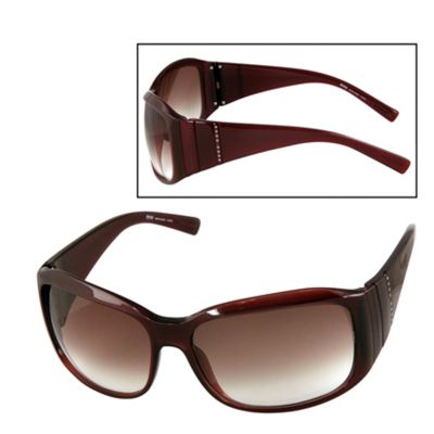 U102583 - Hugo Boss Women's Burgundy Frame & Brown Gradient Lenses Shield Sunglasses