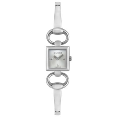 Gucci Women's Tornabuoni Diamond Square Stainless Steel Bracelet Watch
