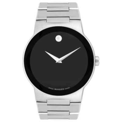 Movado Men's Safiro Swiss Quartz Black Dial Stainless Steel Watch