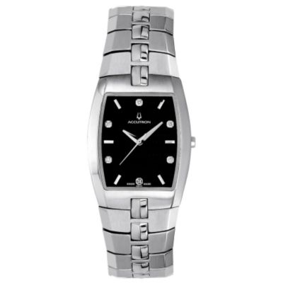Bulova Men's Accutron Swiss Quartz White Diamond Dial Bracelet Watch