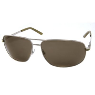 U103703 - Yves Saint Laurent Men's 2255 Shiny Ruthenium & Brown Sunglasses
