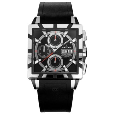 Edox Men's Swiss Classe Royale Chronograph Black Rubber Watch