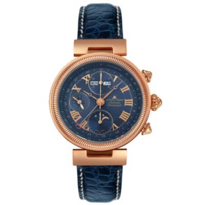 Jacques Lemans Men's Moon Phase Automatic Chronograph Alligator Strap Watch