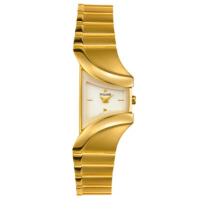 U104515 -  Pulsar Women's White Dial Gold-Tone Stainless Steel Bracelet Watch