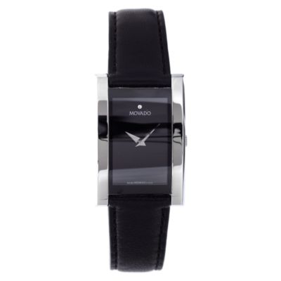 U104950 - Movado Men's La Nouvelle Black Leather Strap Watch