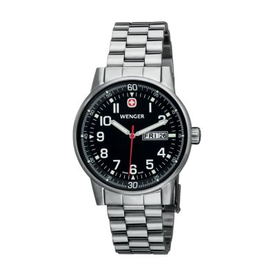Wenger Men's Swiss Commando Day-Date XL Stainless Steel Bracelet Watch