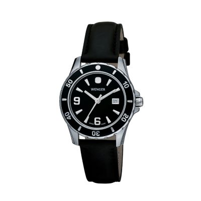 Wenger Women's Swiss Ladies Sport Black Leather Strap Watch