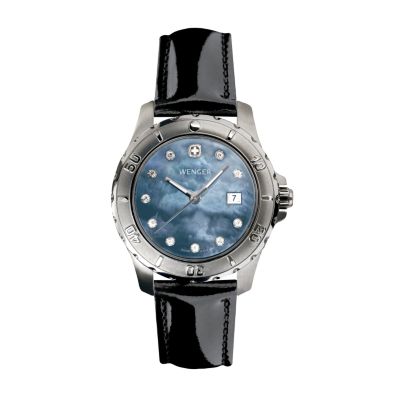 U105283 - Wenger Women's Swiss Ladies Sport Black Leather Strap Watch