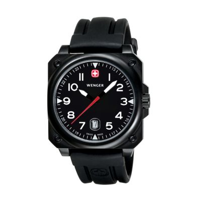 Wenger Men's Swiss AeroGraph Cockpit Black Strap Watch