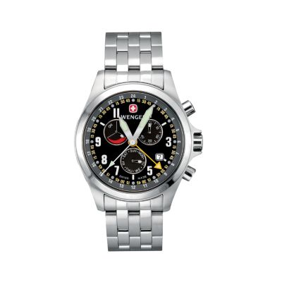 U105334 - Wenger Men's TerraGraph Dual-Time Power Reserve Alarm Stainless Steel Watch