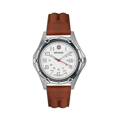 Wenger Men's Standard Issue XL Brown Leather Strap Watch