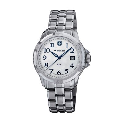 U105365 - Wenger Men's Swiss GST White Dial Stainless Steel Watch
