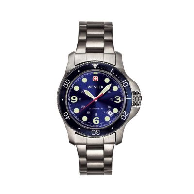 U105872 - Wenger Women's Battalion&reg III Diver Blue Dial & Stainless Steel Watch