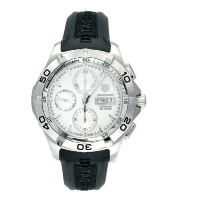 U107722 - Tag Heuer Men's White Dial & Black Rubber Strap Watch