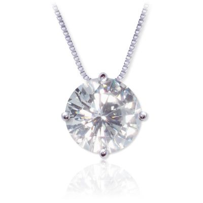 U111917 - 14K White or Yellow Gold 0.50ct DEW Moissanite Pendant w/ Chain