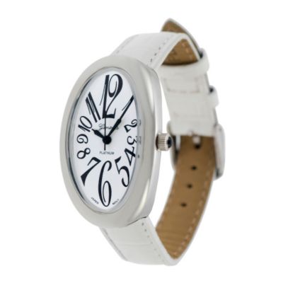 U113212 - Geneva Platinum Women's Quartz Oval Case White Watch
