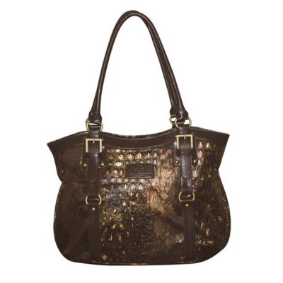 U115940 - Buxton Sobon Brown Croco Embossed Leatherette Tote