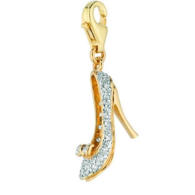 U117125 - 14K White or Yellow Gold Diamond High Heel Shoe Charm