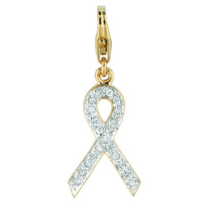 U117129 - 14K White or Yellow Gold Diamond Ribbon Charm