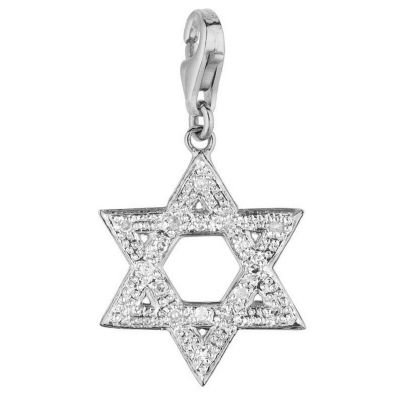 U117131 - 14K White or Yellow Gold Diamond Star of David Charm