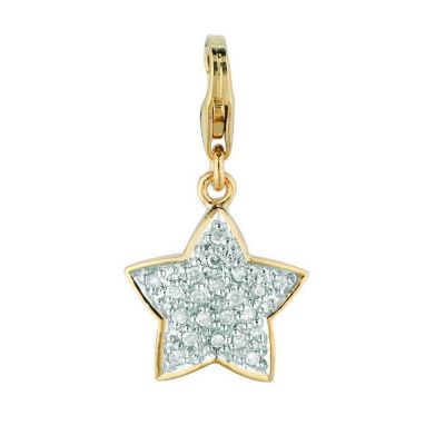 U117133 - 14K White or Yellow Gold Diamond Star Charm