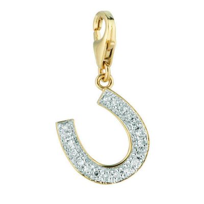 U117135 - 14K White or Yellow Gold Diamond Horseshoe Charm
