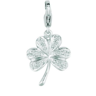 U117137 - 14K White or Yellow Gold Diamond Shamrock Charm