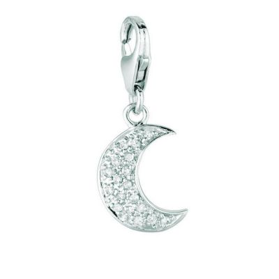 U117195 - 14K White or Yellow Gold Diamond Moon Charm