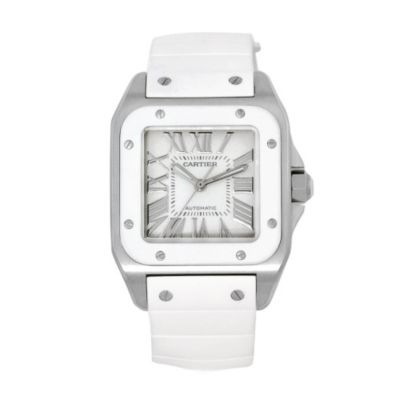 U118421 - Cartier Unisex Santos Automatic Rubber Strap Watch