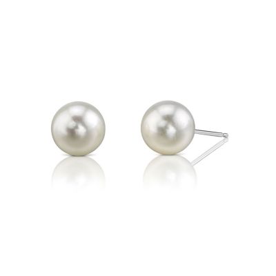 14K White or Yellow Gold AAA Quality 6.5-7.0mm White Cultured Akoya Pearl Stud Earrings, $148.63