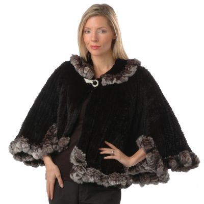 Cedric's Luxe Collection One-of-a-Kind Chinchilla Trim Rex Rabbit Capelet