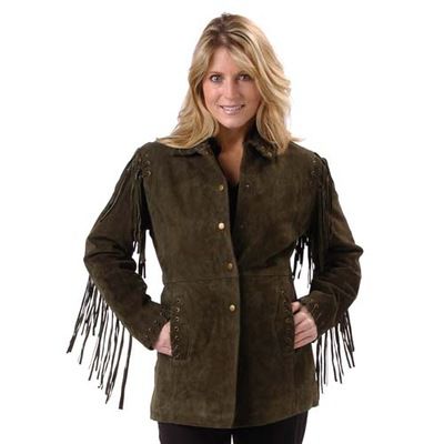 Excelled Women's Santa Fe Fringe Detail Suede Jacket