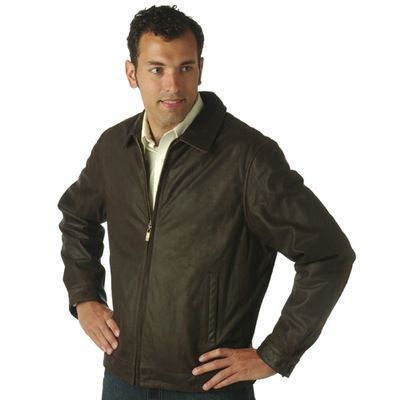 Chaps Men's Vintage Straight Bottom Leather Jacket