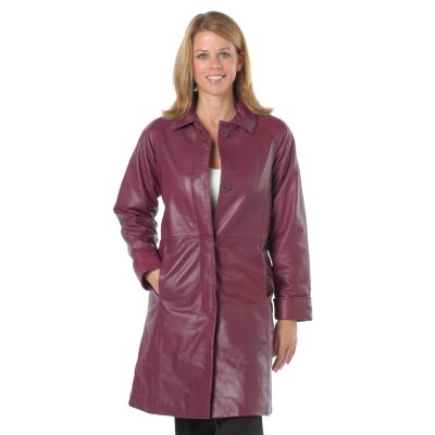 Excelled Women's Pick Stitch Detail Leather Swing Jacket