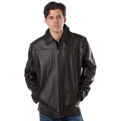 Excelled Men's Straight Bottom Long Leather Jacket