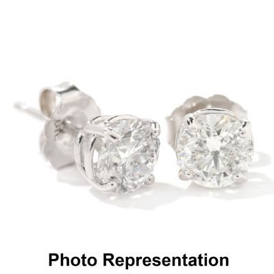 14K White or Yellow Gold 1.50ct Diamond Stud Earrings, G-H & SI