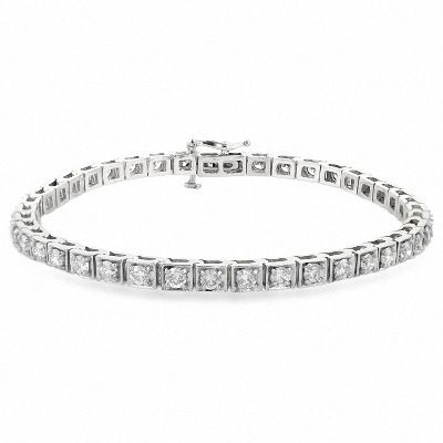 V27936 - 14K WG or YG 7" 3.00ct Diamond Tennis Line Bracelet, G-H & SI1-SI2