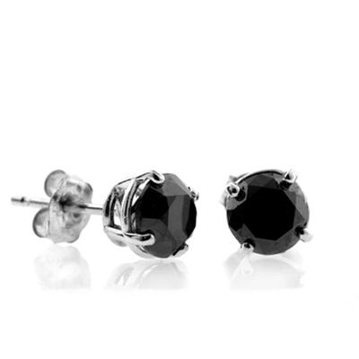 14K White Gold 1.00ct Black Diamond Stud Earrings
