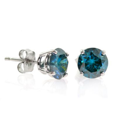 14K White Gold 0.50ct Blue Diamond Stud Earrings