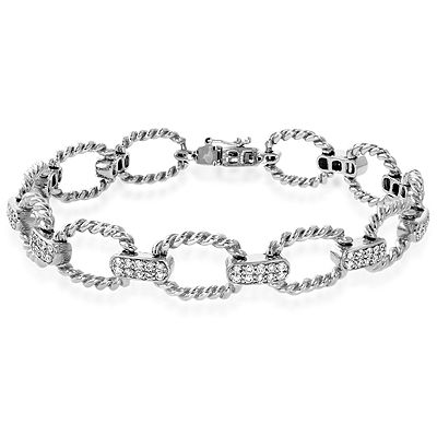 14K WG 7" 1.00ct Diamond One-of-A-Kind Link Bracelet