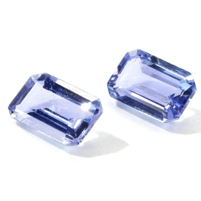 Set of Two 6 x 4mm Emerald Step Cut Tanzanite