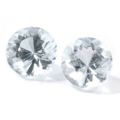 Set of Two 4mm Round Cut Brazilian Aquamarines