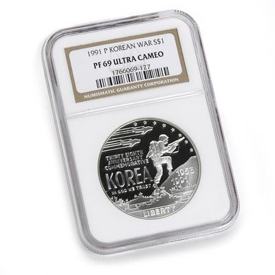 Korean War Commemorative Dollar PF69 UC NGC